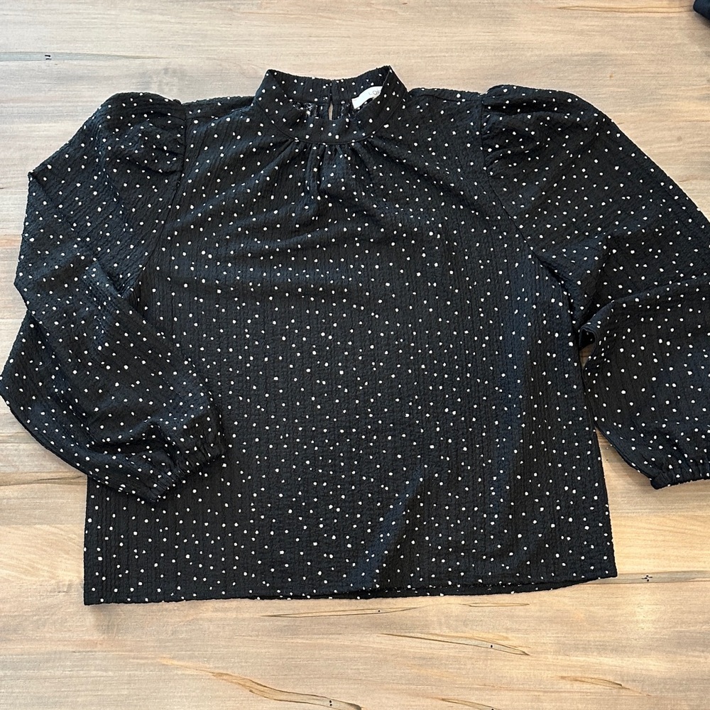 LOFT Black and White Polka Dot Blouse